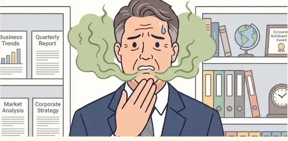 口臭を気にする男性のイラスト